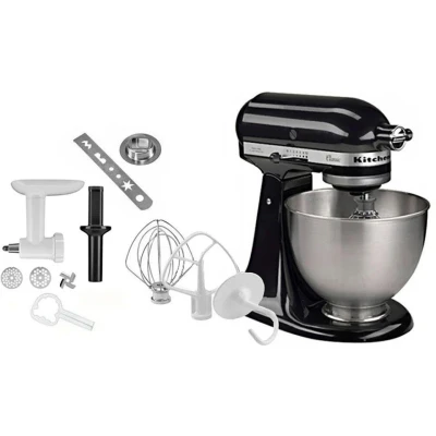 Abbildung von KitchenAid Küchenmaschine &quot;5K45SSEOB ONYX BLACK&quot;, Gratis Fleischwolf/Spritzgebäckvorsatz (Wert ca. 129, UVP)