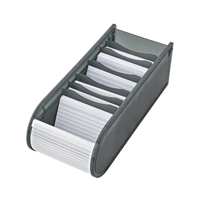 Abbildung von Wedo 2508012 Lernkartei A8, Rolloverschluss, 6 Stützplatten inklusiv 100 Karten 21.7 x 9.2 7.3 cm, grau