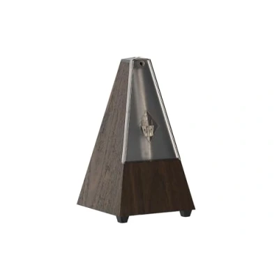 Abbildung von Wittner Metronom 804K Kunststoffgehäuse ohne Glocke Taktell Pyramidenform Nußbaum Maserung