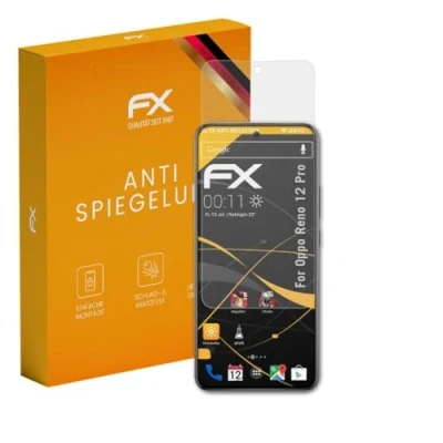 Abbildung von atFoliX Panzerfolie kompatibel mit Oppo Reno 12 Pro Schutzfolie, entspiegelnde und stoßdämpfende FX Folie (3X)