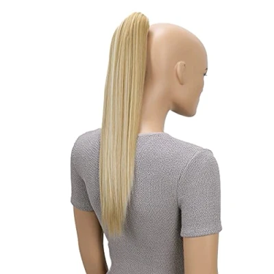 Abbildung von CAISHA 50cm Clip on Zopf Haarteil Pferdeschwanz Haarverlängerung Kunsthaar Glatt Blond Mix H155