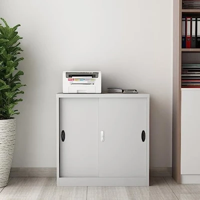 Abbildung von en.casa Aktenschrank »Rieti« Büroschrank Stahl 90x40x90 cm Hellgrau