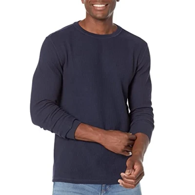 Abbildung von Amazon Essentials Herren Langärmeliges Waffel Shirt, Schmale Passform, Marineblau, L