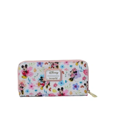 Abbildung von Loungefly Disney Mickey Minnie Mouse Geldbörse Reißverschluss Clutch AOP Floral, Mehrfarbig, Wallet