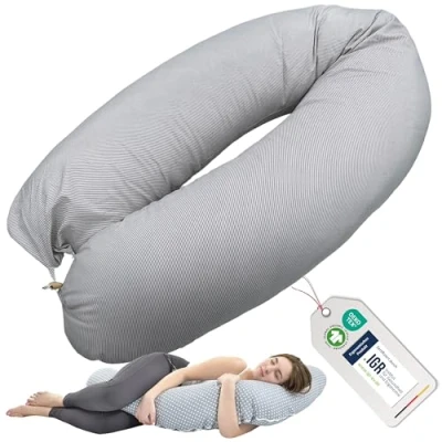 Abbildung von sei Design XXL Stillkissen 190x30 ergonomisch, Schwangerschaftskissen Seitenschläferkissen Komfortkissen Erwachsene, Abnehmbarer Bezug aus Baumwolle, Pregnancy Pillow Baby