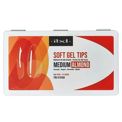 Abbildung von IBD Soft Gel Tips Medium Almond 504 Stück, 12 Größen, Transparente Nagelspitzen, weiche Gelspitzen für Nagelverlängerung, Mandelform