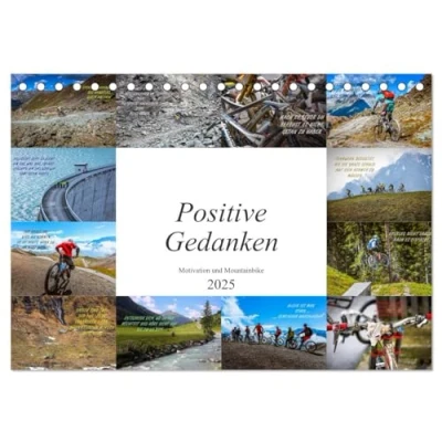 Abbildung von Positive Gedanken Motivation und Mountainbike (Tischkalender 2025 DIN A5 quer), CALVENDO Monatskalender