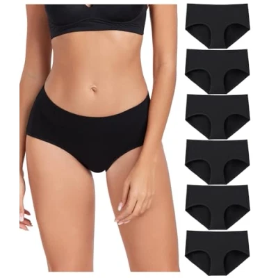 Abbildung von wirarpa Unterhosen Damen Baumwolle Bequeme Unterwäsche Frauen Slips Atmungsaktiv Pantys 6er Pack Schwarz Größe XL