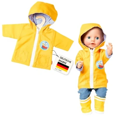 Abbildung von Heless 1525 Wendeanorak mit Kapuze für Puppen im Design Maritim, Größe 28 35 cm, schützt vor Wind und Wetter