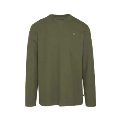 Abbildung von QS Longsleeve mit Rippstruktur und Logostickerei olivgrün M