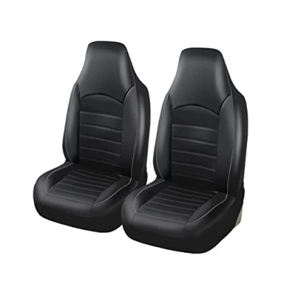 Abbildung von TOYOUN Klassisch Autositzbezüge Vordersitze Highback Sitzbezüge Auto 2er Universal Schonbezüge PU Leder Sitzschoner für Autositz Vorne Schwarz Grau Zubehör Innenraum