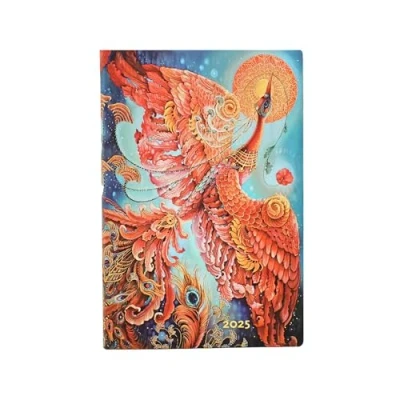 Abbildung von Firebird (Birds of Happiness) Mini 12 month Horizontal Softcover Flexi Dayplanner 2025 (Elastic Band Closure): tydzień na dwóch stronach, zamykany gumkę, papier 100 gsm (Bird