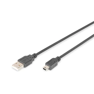 Abbildung von DIGITUS USB 2.0 Anschlusskabel 1.0 m A (St) zu Mini B (5 Pin) 480 Mbit/s Verbindungskabel Schwarz