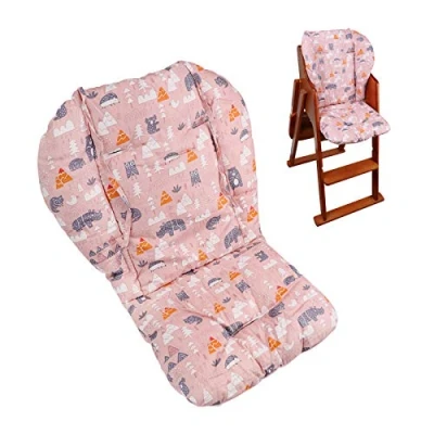 Abbildung von Longgouk Kissen für Hochstuhl, Hochstuhlkissen/Hochstuhl Sitzkissen, weich und bequem, leicht atmungsaktiv, machen das Baby bequemer (rosa Waldtiermuster)