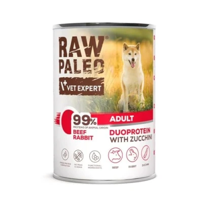 Abbildung von RAW PALEO Duoprotein Beef &amp; Rabbit Adult wet dog food 400g
