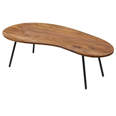 Abbildung von möbelando Design Couchtisch WL5.617 122x36x63 cm Sheesham mit Metallbeinen Schwarz Nierentisch Massivholz Holztisch Tischbeine Metall Cooler Massivholztisch Tisch Flach Modern