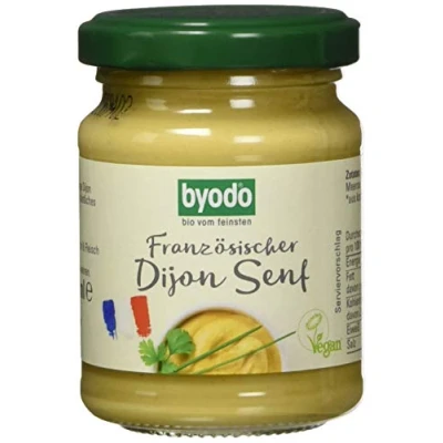 Abbildung von Byodo Dijon Senf Scharf Bio 125ml Glutenfrei &amp; Vegan, Authentische Französische Rezeptur, DE ÖKO 013, Ideal für Gourmetgerichte 100% Zutaten