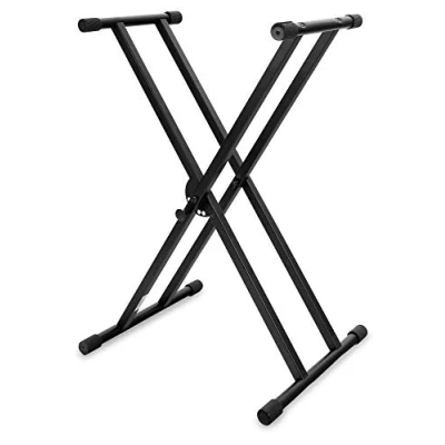Abbildung von Kirstein X Keyboardständer doppelstrebig (höhenverstellbar in 5 Stufen, klappbar, stabil) schwarz
