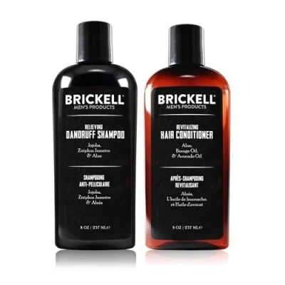 Abbildung von Brickell Haarpflegeroutine für Herren, Haarpflege Routine, Schuppen Shampoo und Conditioner Set Männer, natürlich biologisch, parfümiert