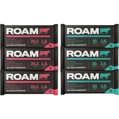 Abbildung von ROAM Natürliche Protein Riegel, Mahlzeit Ersatz Keto 6 x 45g Rindfleisch Riegel &amp; gesunde Snacks, Ideal für Fleischfresser Diät (6 Bars, verschiedene herzhafte Gerichte)