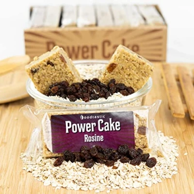 Abbildung von Foodtastic Power Cake Rosine (10 x 120g) leckere, saftige Haferriegel handgemachte Flapjack Energieriegel aus Haferflocken
