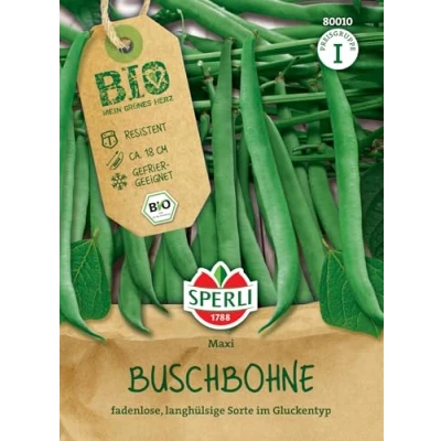Abbildung von Sperli BIO Buschbohnensamen, lang 80010 fadenlose, langhülsige Sorte im Gluckentyp Fruchtlänge ca. 18cm Samen Gemüse, Gemüsesamen, Gemüse Pflanzen