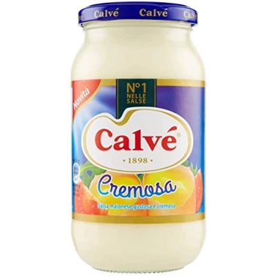 Abbildung von 6x Calve Calvè Cremosa Mayonnaise mayo classic Fritessoße Soße Sauce glass 439ml + Italian gourmet polpa 400g