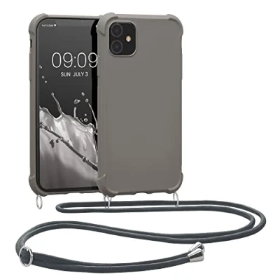 Abbildung von kwmobile Necklace Case kompatibel mit Apple iPhone 11 Hülle Cover Kordel zum Umhängen Silikon Schutzhülle Taupe