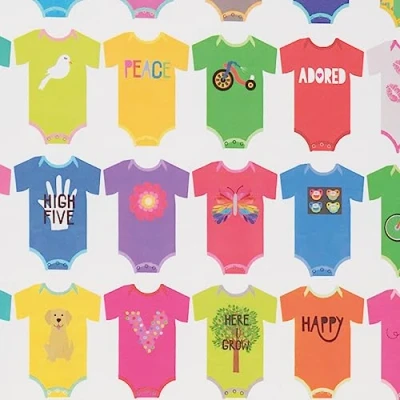 Abbildung von STAR Geschenkpapier 70cm x 2m Rolle Baby Strampler bunt