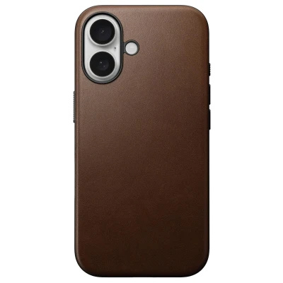 Abbildung von Apple iPhone 16 Hülle MagSafe Echtleder Nomad Soft Case/Backcover Handyhülle Braun Shockproof/Stoßfest