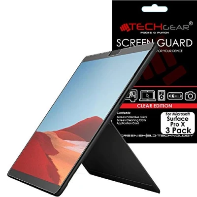 Abbildung von TECHGEAR [3 Stück Displayschutz für Microsoft Surface Pro X (13 Zoll Bildschirm), Ultra Klare Schutzfolie Kompatibel mit