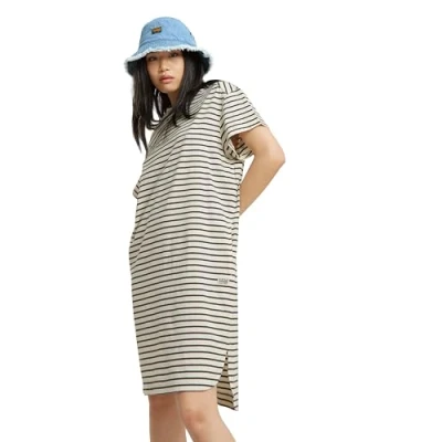 Abbildung von G Star Striped Jerseykleid, Damen, Größe: Small, Antique white petrol stripe