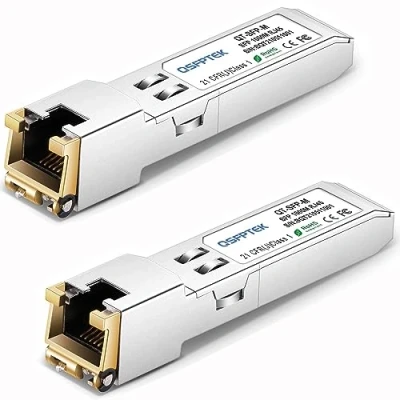 Abbildung von QSFPTEK 2Pack 1000BASE T Gigabit Copper SFP Transceiver up to 100m, auf RJ45 Mini Gbic 1G Modul für Cisco GLC T/SFP GE T, Ubiquiti UF 1G, D Link, Supermicro, andere Schalter