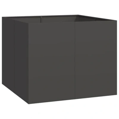 Abbildung von vidaXL Pflanzkübel Schwarz 100x100x80 cm Stahl, Pflanzschale, Garten Pflanzkübel, Outdoor Pflanzgefäß, Hochbeet, Blumenkasten