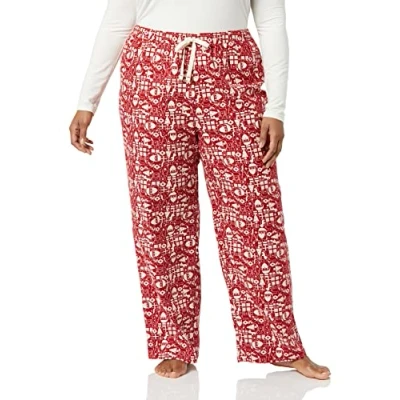Abbildung von Amazon Essentials Damen Flanell Schlafhose Auslauffarben, Rot Weihnachtsmann, XXS