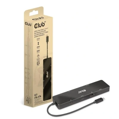 Abbildung von Club3D CSV 1584 6 in 1 USB3.2 Gen2 Typ C Dual Displays Portable Dock mit USB Video 4K60Hz