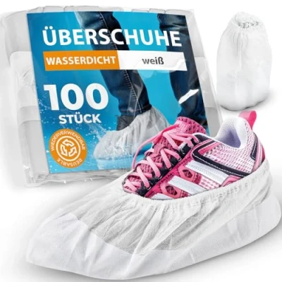 Abbildung von ISC Hygiene &amp; Safety 100x Schuhüberzieher wasserdicht weiß von Überschuhe Verstärkt Extra Stark &gt;9g rutschfeste Überzieher für Schuhe Einheitsgröße, Überziehschuhe Einweg Mehrweg Galoschen