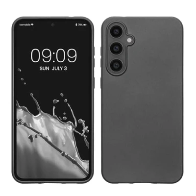 Abbildung von kwmobile Case kompatibel mit Samsung Galaxy S23 FE Hülle Schutzhülle aus Silikon metallisch schimmernd Handyhülle Metallic Grau