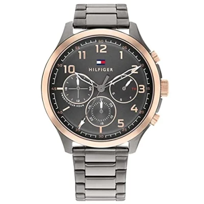 Abbildung von Tommy Hilfiger Multi Zifferblatt Quarz Uhr für Herren mit Graues Edelstahlarmband 1791871