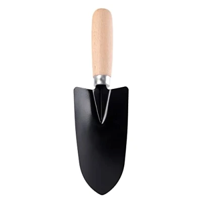 Abbildung von Garronda Blumenkelle Gartenschaufel zu Bepflanzung Handschaufel spitz Pflanzkelle mit Holzgriff, Länge: 27 cm GD 0004 (Blumenkelle, Schwarz)