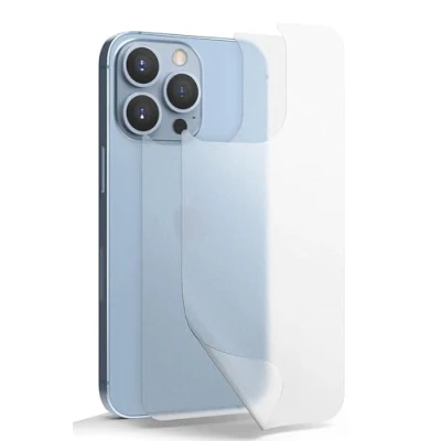 Abbildung von GIOPUEY Rückseite Folie Kompatibel mit iPhone 15 Pro Max, Hochwertige Materialien TPU Matte Textur Max Schutzfolie Translucent [2 Stück]