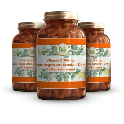 Abbildung von You&amp;Nature Vitamin C 1000 mg 90 Kapseln aus Hagebutten Extrakt + Zink vegan Kapseln, er 90,00 St., 0,0594 g