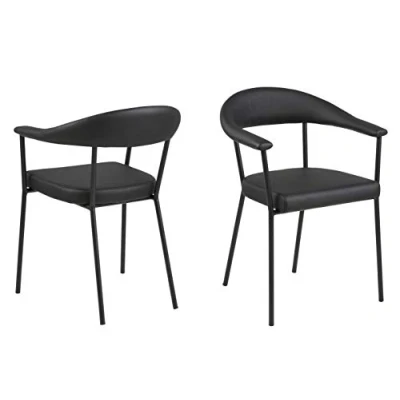 Abbildung von AC Design Furniture Ana 2er Set Esszimmerstühle in Schwarz, Küchenstühle aus Kunstleder und Metall, B: 56 x H: 77,5 T: 52,5 cm