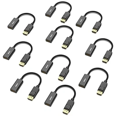 Abbildung von BENFEI 4K DisplayPort auf HDMI Adapter 10 Stück, Unidirektional DP Computor zu Monitor Verbindungs Kompatibel für Laptop PC TV Projektor