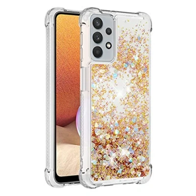 Abbildung von KBIKO zxl Handyhülle Samsung Galaxy A32 5G Glitzer, Hülle 5G, Flüssig Treibsand Mädchen Frauen Glitter Quicksand Weich TPU Bumper Silikon Schutzhülle für 5G.Gold YBL