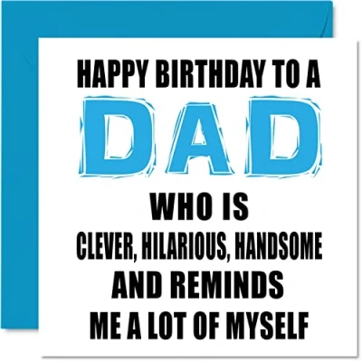 Abbildung von Stuff4 Lustige Vatertagskarten Papa intelligent lustig gut aussehend Witz Happy Birthday Karte Vater von Sohn Tochter Vatergeburtstagsgeschenk 145 mm x Vatertagsgrußkarten Geschenk