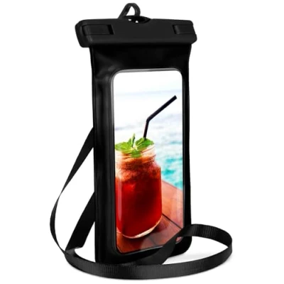 Abbildung von ONEFLOW wasserdichte Handy Hülle für Samsung Galaxy A54 5G Touch &amp; Kamera Fenster + Armband und Schlaufe zum Umhängen, Schwarz (Ocean Black)