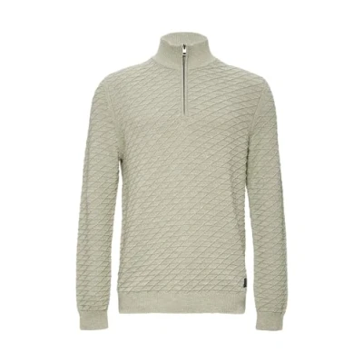 Abbildung von Strukturierter Pullover mit Half Zip helles beige S