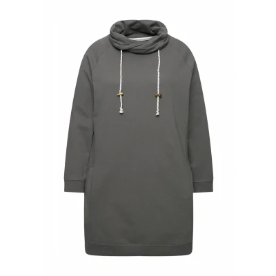 Abbildung von Ulla Popken Stehkragen Langarm Taschen Jerseykleid, Damen, Größe: 54/56, Graphite gray