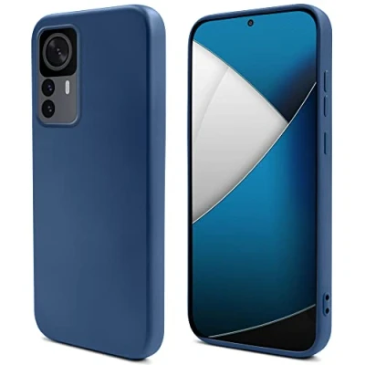 Abbildung von Moozy Lifestyle. Hülle für Xiaomi 12T und Pro, Mitternachtsblau Premium Silikon Handyhülle Schutzhülle mit Mattem Finish Weichem Mikrofaserfutter, Phone Cover Case